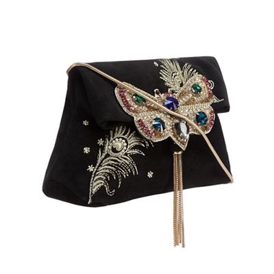 Black embellished butterfly cross body bag